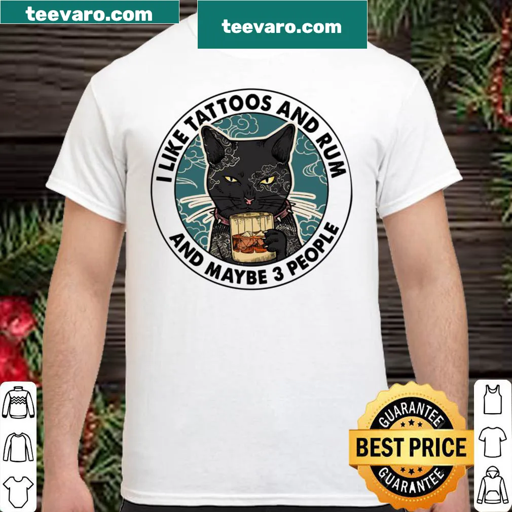Playful shirt featuring humor about tattoos and rum