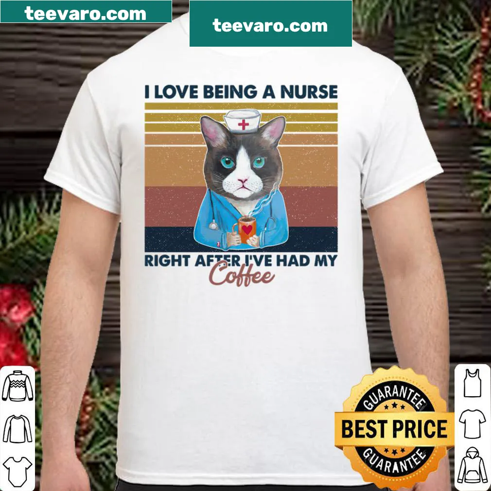 Funny shirt about loving nursing after coffee.