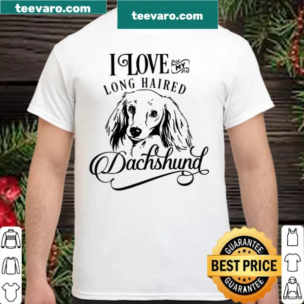 Cute dachshund-themed shirt with illustration of a long-haired dog