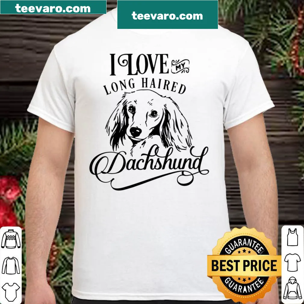 Cute dachshund-themed shirt with illustration of a long-haired dog