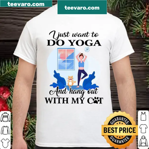 Shirt with playful yoga and cat-themed typography
