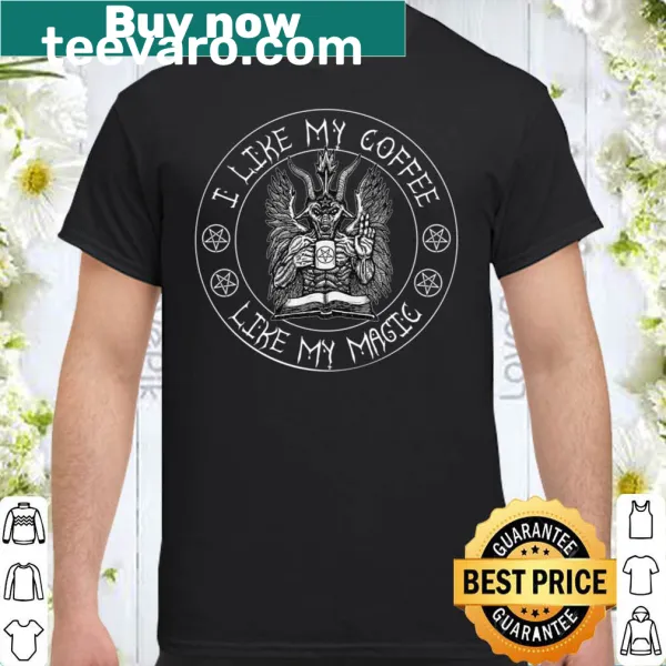 Whimsical coffee-themed T-shirt with a magical flair.