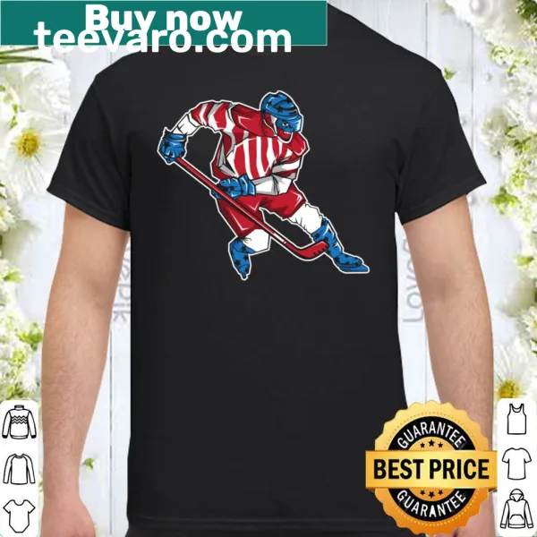 Vintage-style ice hockey keeper shirt with patriotic design