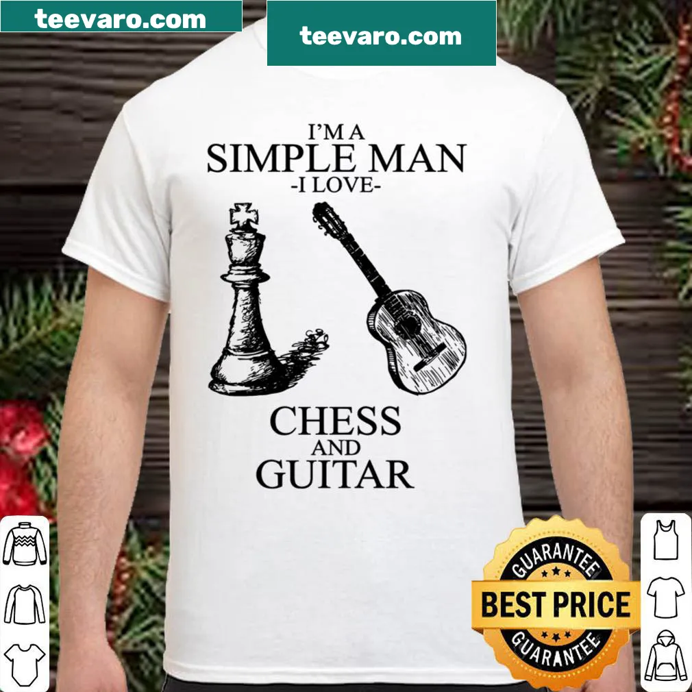 Simple shirt celebrating a love for chess and guitar with typography.