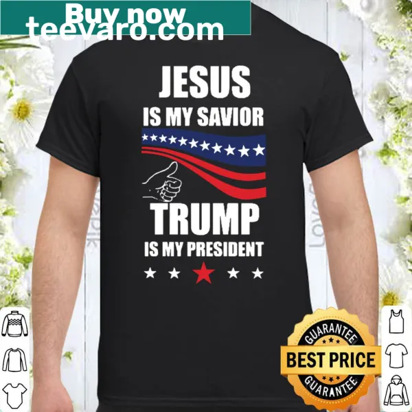 Text design shirt combining faith and politics