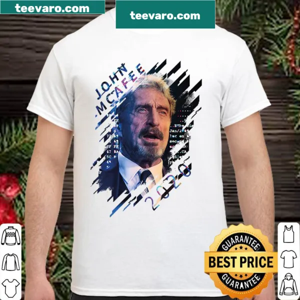 Vintage RIP John McAfee shirt with distressed text honoring his memory