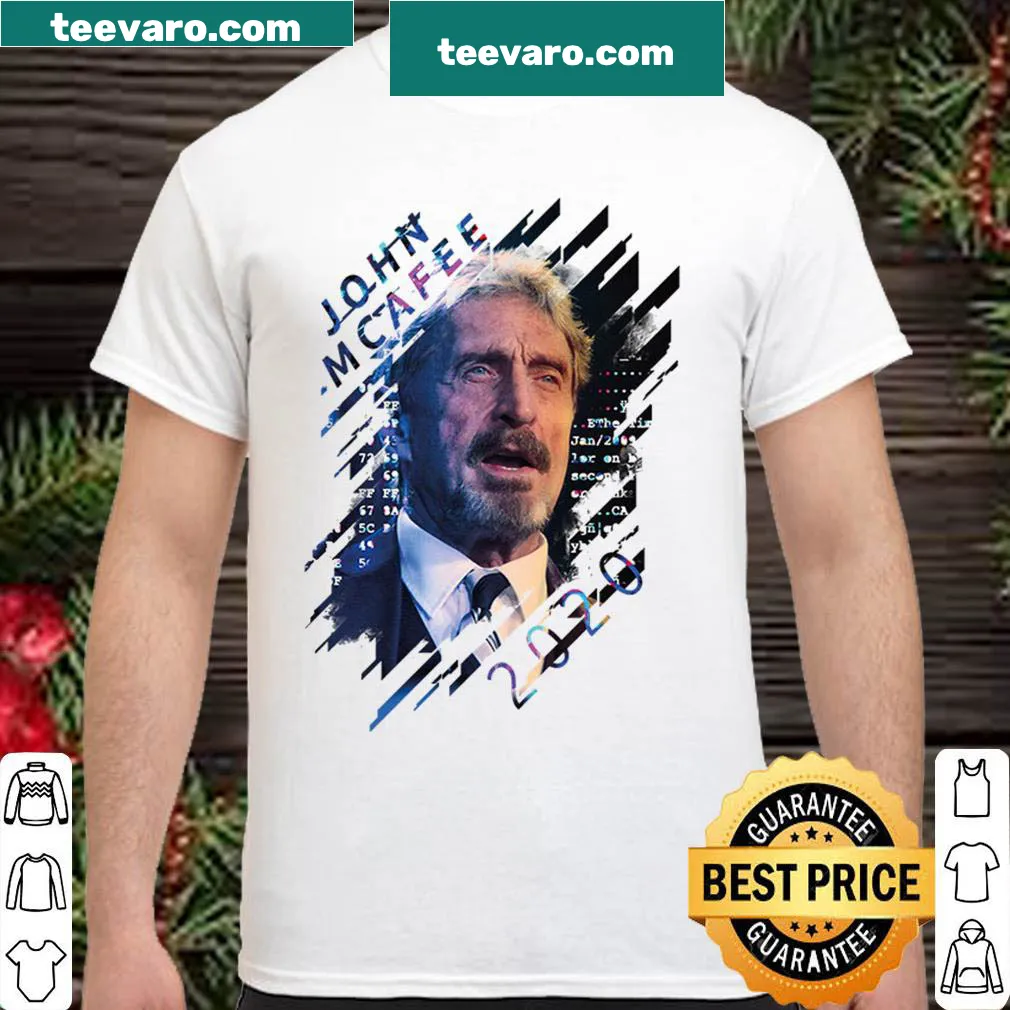 Vintage RIP John McAfee shirt with distressed text honoring his memory
