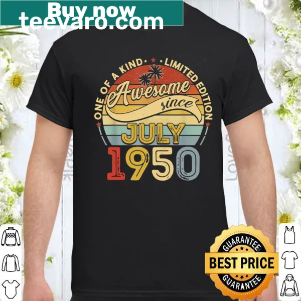 Vintage July 1950 71st birthday shirt with retro design