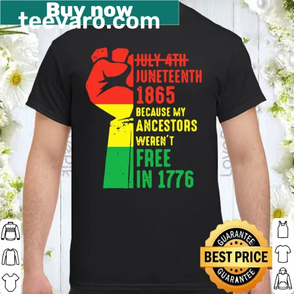 Patriotic shirt celebrating Juneteenth with the African American flag