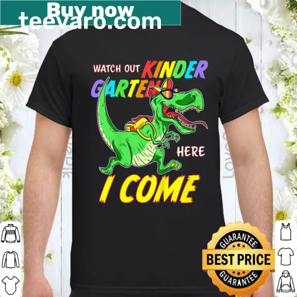 T-Rex themed shirt for kids celebrating their first day of kindergarten