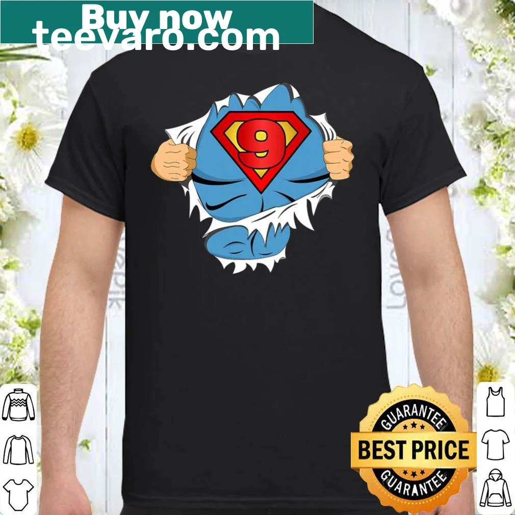 Superhero-themed T-shirt for kids with playful graphics celebrating a birthday