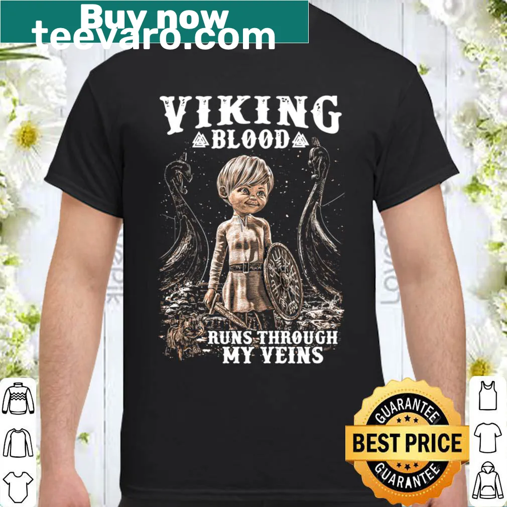 Viking-themed kids t-shirt featuring Vegvisir and playful text
