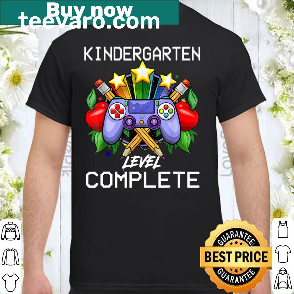 Kids shirt celebrating kindergarten completion with playful text