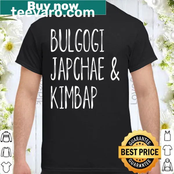 Shirt featuring iconic Korean dishes like Bulgogi and Kimbap.