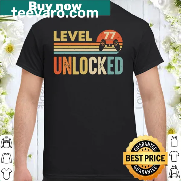Retro gaming shirt celebrating Level 77 achievement