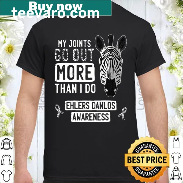 Shirt featuring the phrase My Joints Go Out with zebra graphic for EDS awareness