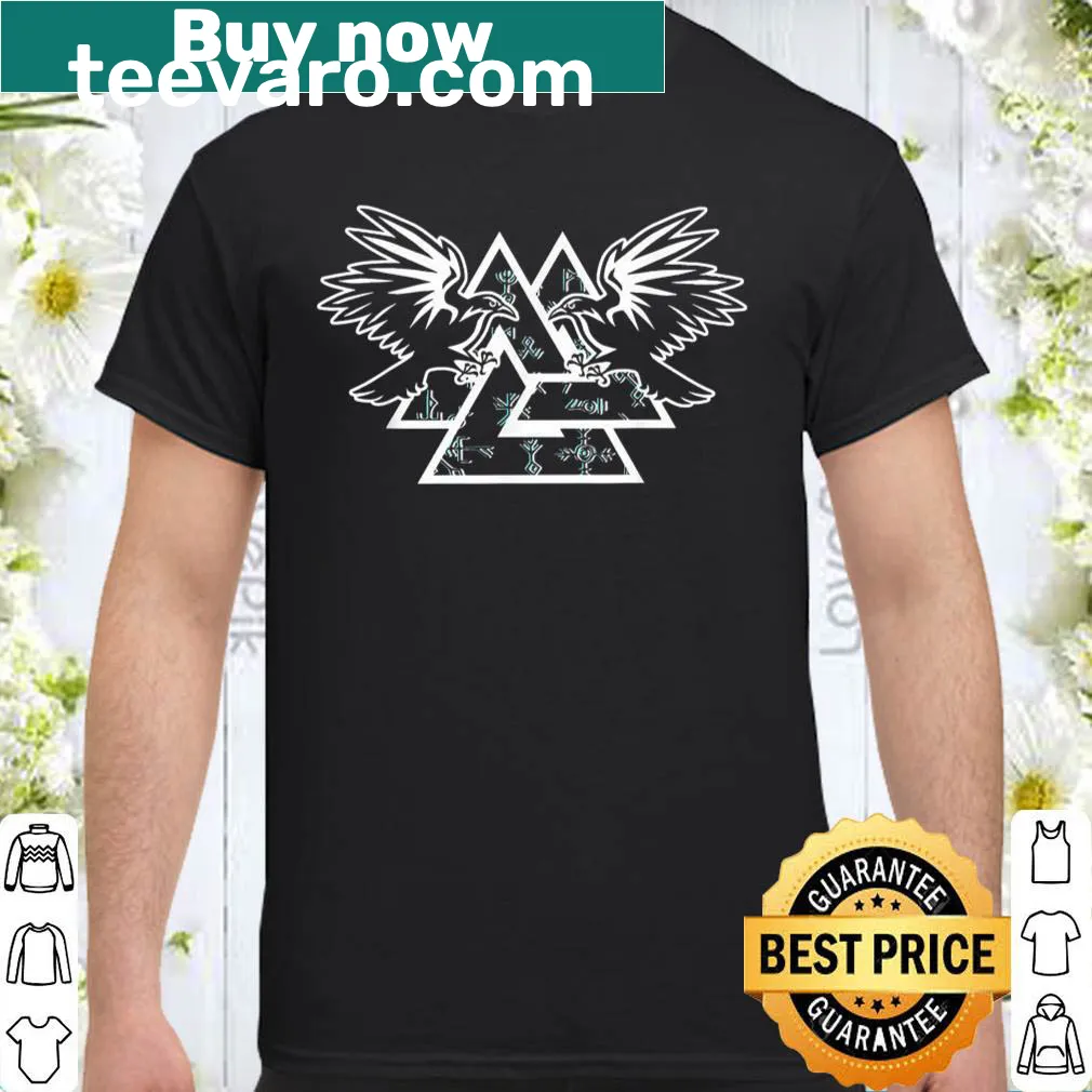 Illustration of Odin's ravens on a streetwear shirt