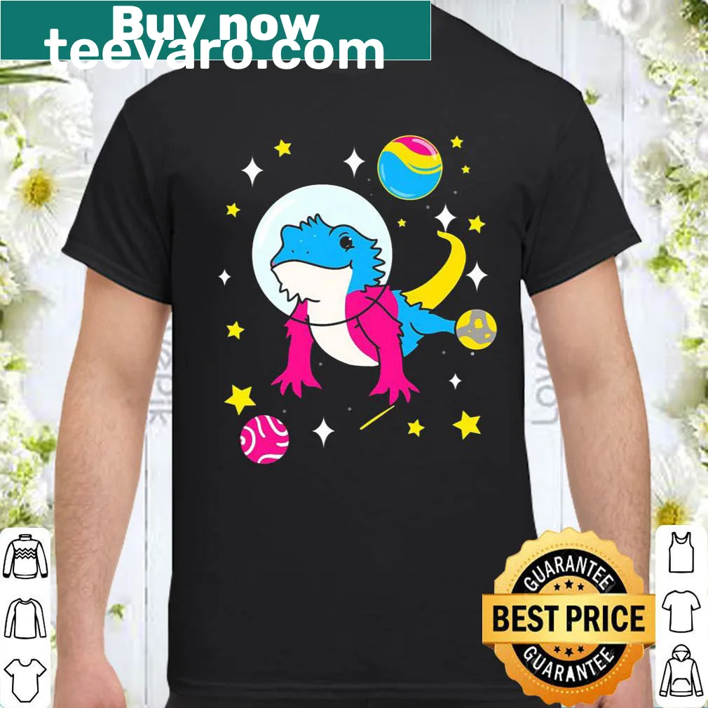 Bearded dragon in space design with Pan Pride flag elements