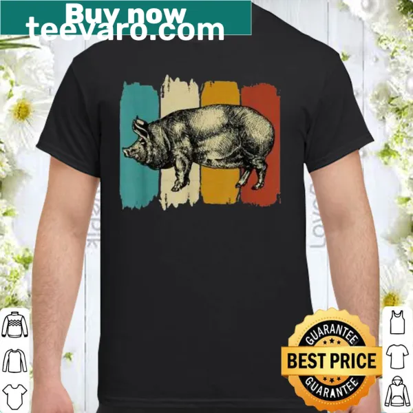 Vintage distressed shirt featuring a pig sow and piglet design