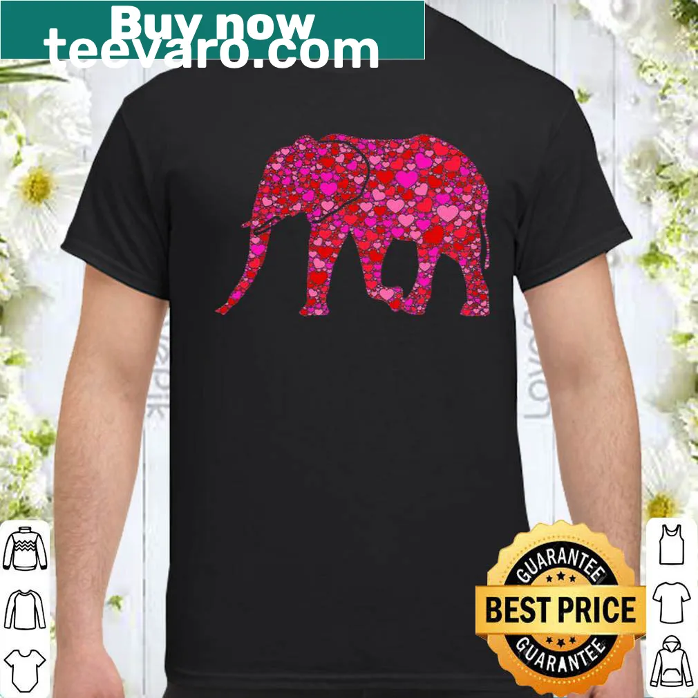 Valentine's Day shirt with elephant and hearts illustration