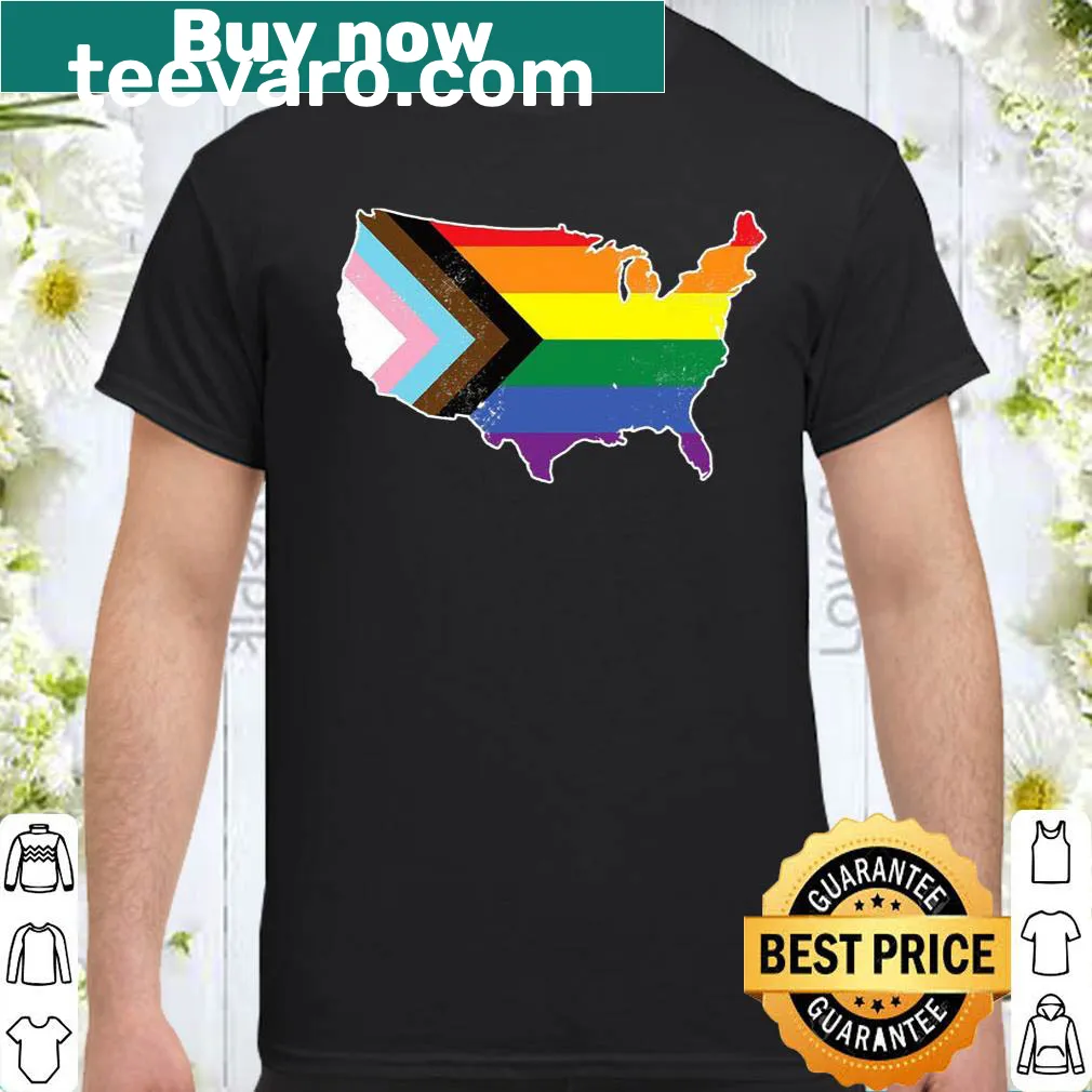 Pride shirt with Progress Pride Flag and patriotic elements