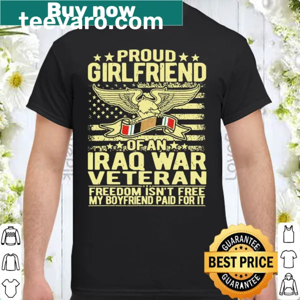 Patriotic shirt for proud girlfriends of Iraq War veterans with military-themed elements
