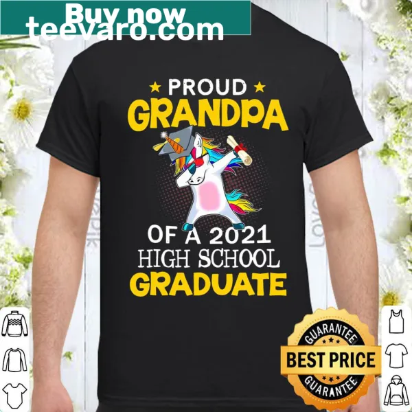 Proud grandpa shirt with unicorn and graduation text