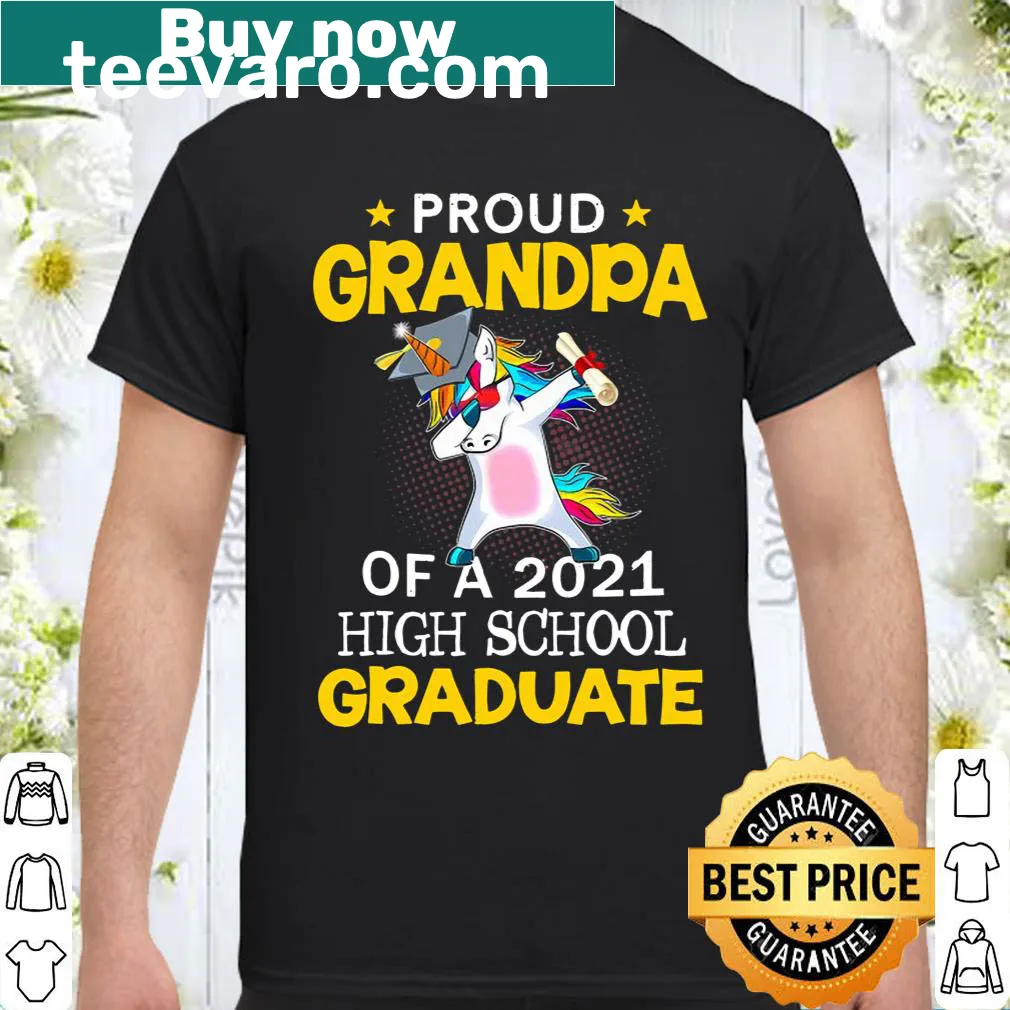 Proud grandpa shirt with unicorn and graduation text