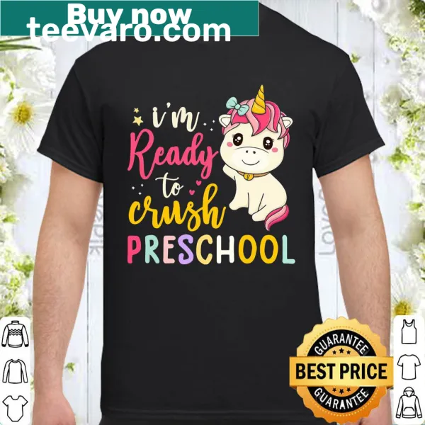 Charming unicorn design on a girls' preschool shirt