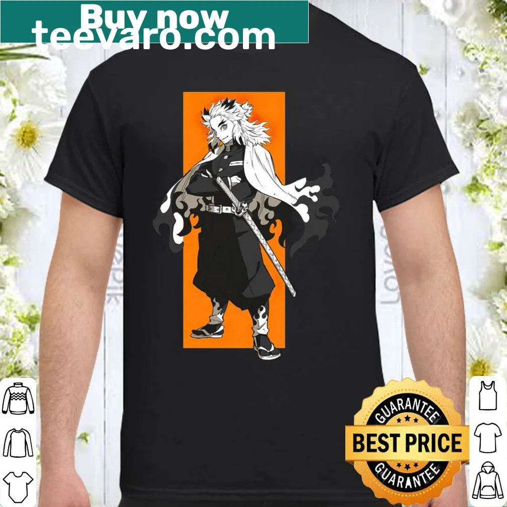 Demon Slayer shirt featuring Rengoku Kyojuro in a dynamic pose