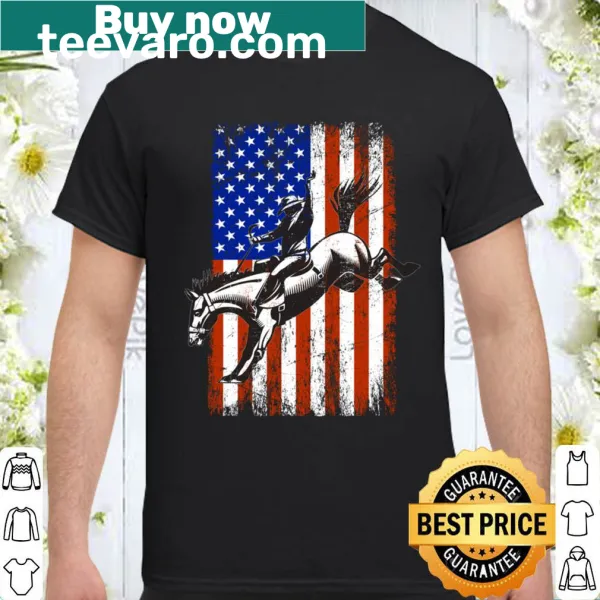 Patriotic rodeo shirt with cowboys and American flag