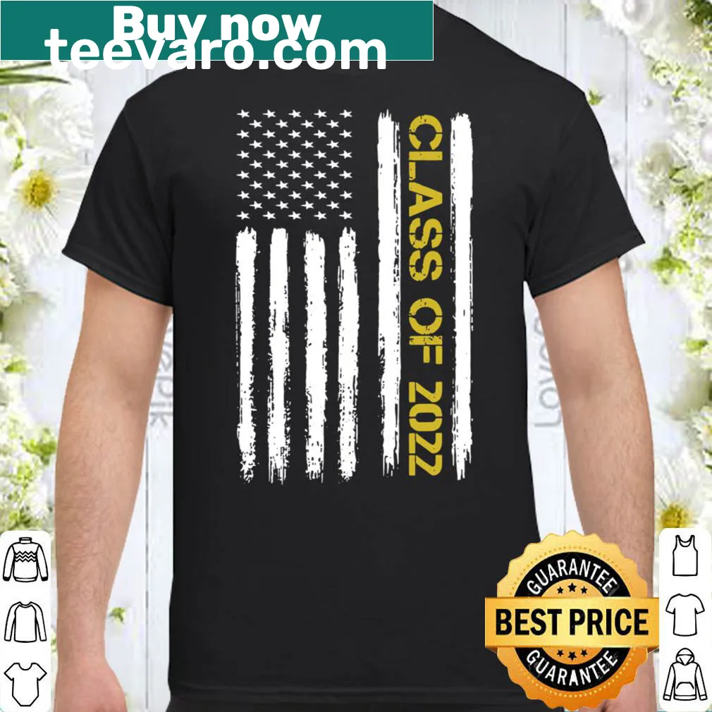 Graduation shirt for the Senior Class of 2022 with American flag design.