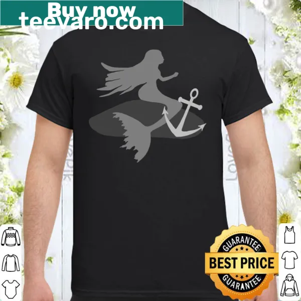 Mermaid illustration T-shirt featuring an anchor chain for fantasy lovers