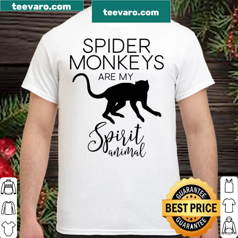 Cartoon graphic shirt featuring spider monkeys as spirit animals