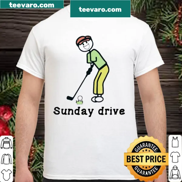 Playful shirt with 'Sunday Drive' text, designed for casual golfers.