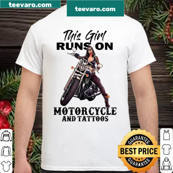 Women’s motorcycle themed shirt celebrating tattoos and adventure
