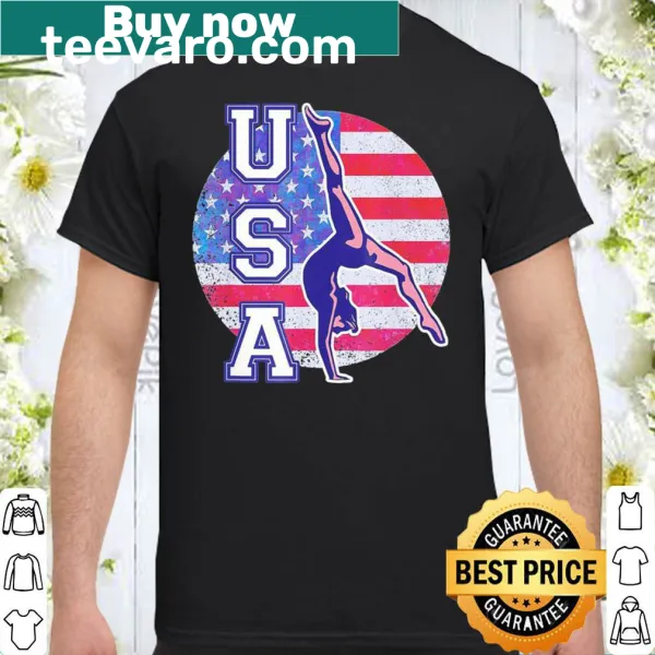 American flag design with dynamic gymnast illustration