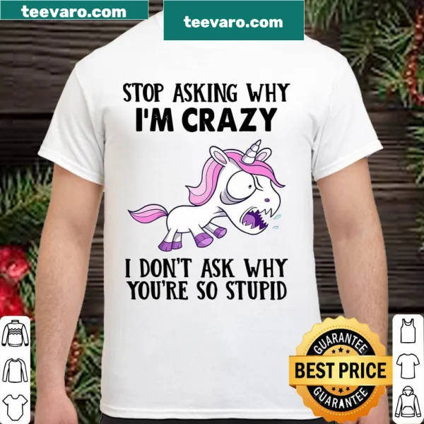 Playful shirt with a unicorn and humorous text about individuality.