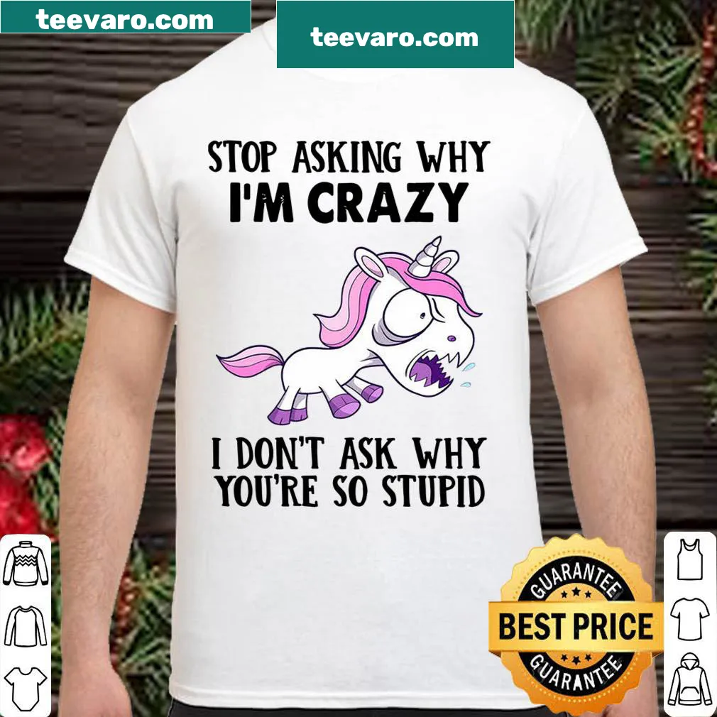 Playful shirt with a unicorn and humorous text about individuality.
