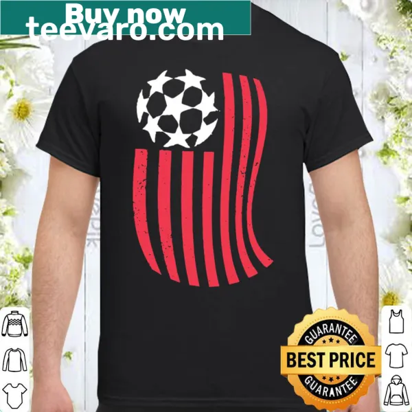 Distressed USA flag shirt with soccer ball graphic