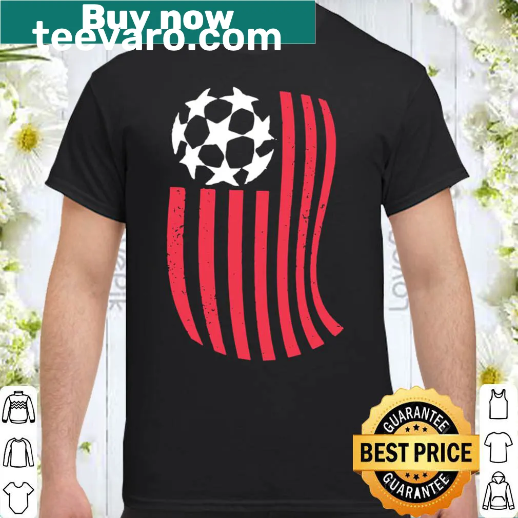 Distressed USA flag shirt with soccer ball graphic