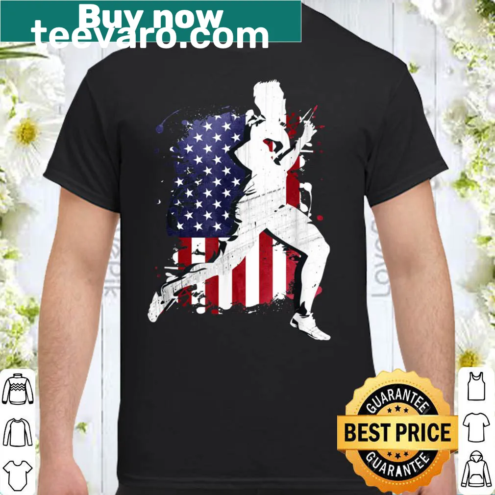 Patriotic USA running shirt featuring bold text