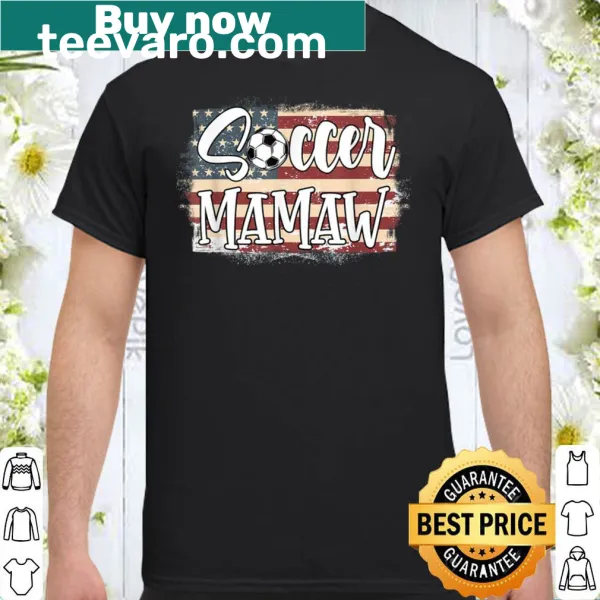 Vintage Mamaw shirt featuring an American flag and soccer theme.