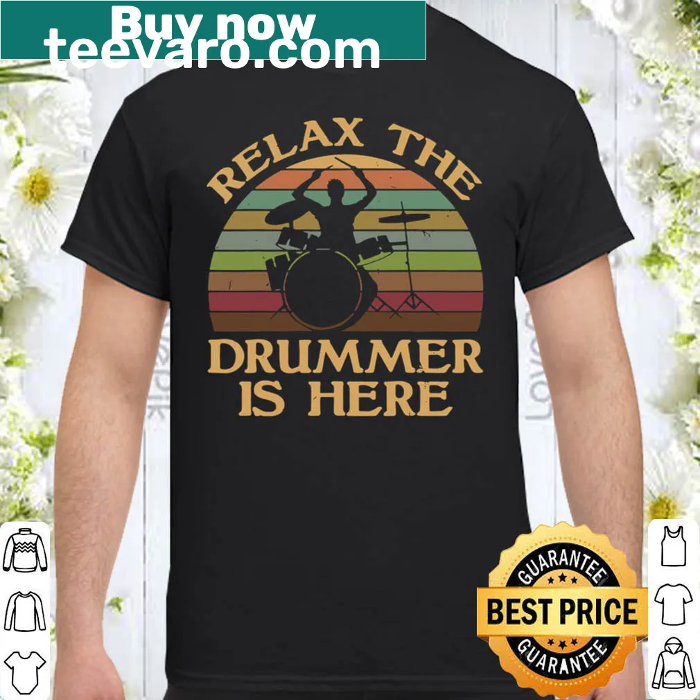 Funny drummer shirt with vintage-style text announcing the drummer is here
