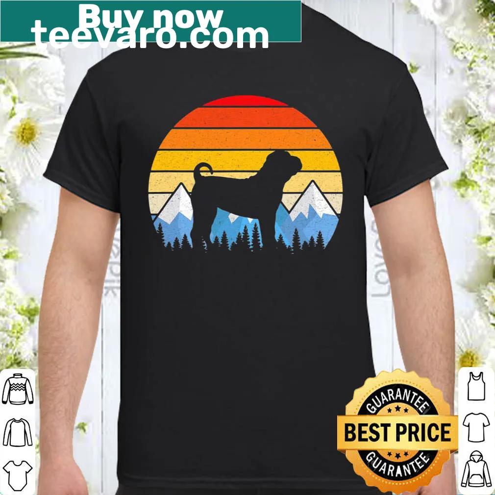 Vintage-style T-shirt featuring a Chinese Shar-Pei illustration