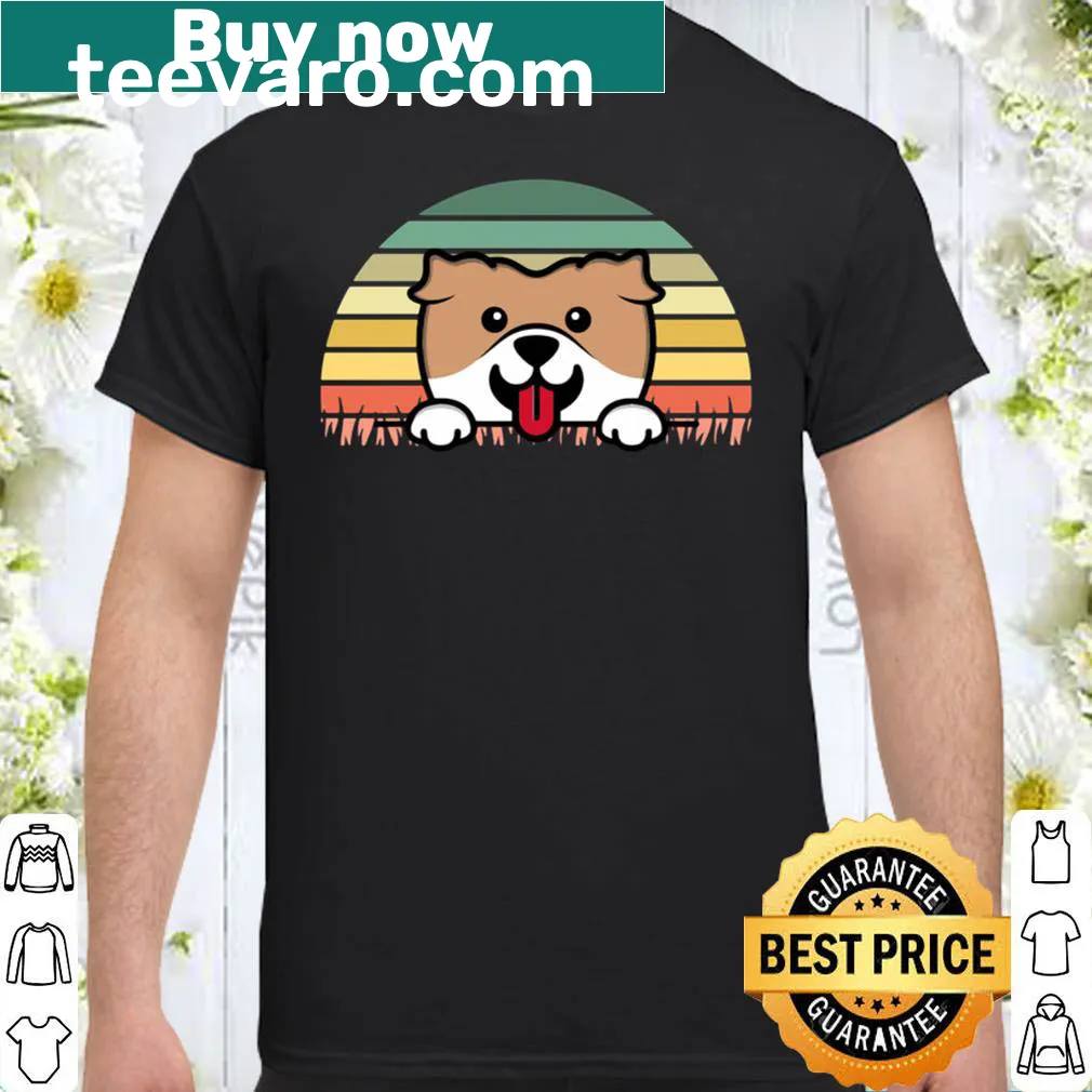 Vintage T-shirt featuring a cute dog and retro sunset design