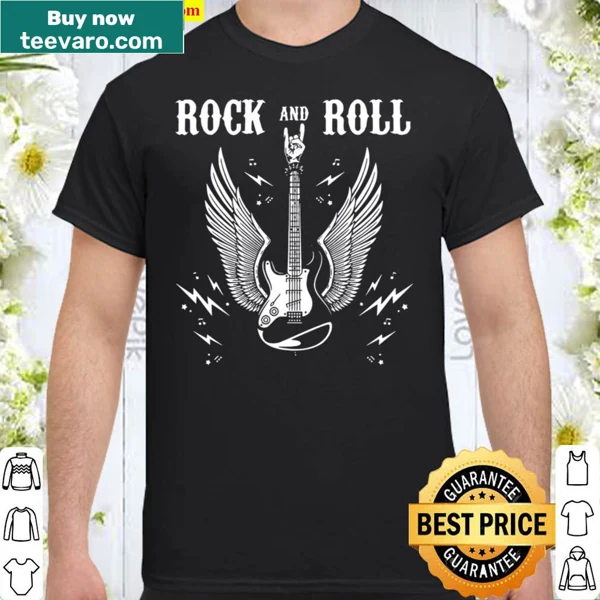 Vintage rock and roll shirt with guitar graphic