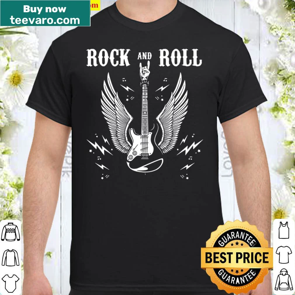 Vintage rock and roll shirt with guitar graphic