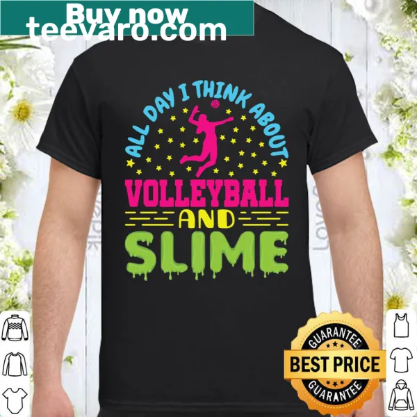Playful t-shirt for teen girls featuring volleyball and slime graphics