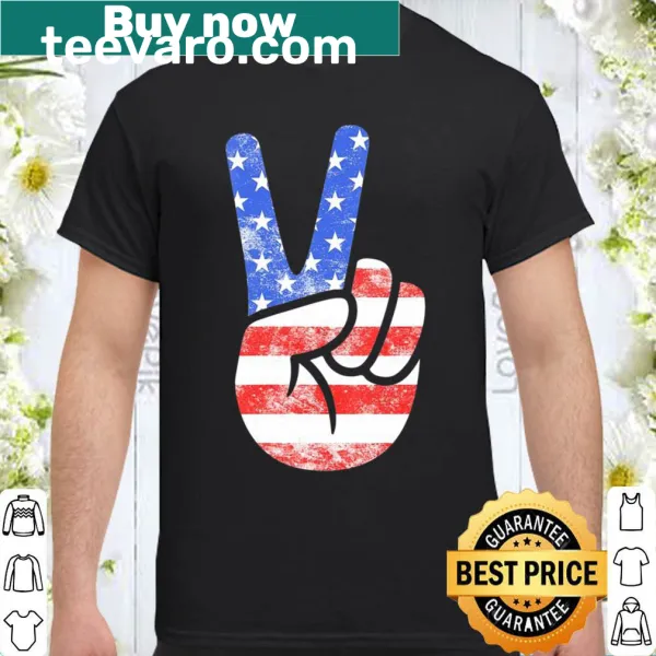 Shirt with American flag peace sign design